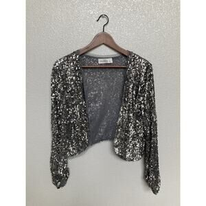 Abercrombie & Fitch Silver Sequin Cropped Cardigan